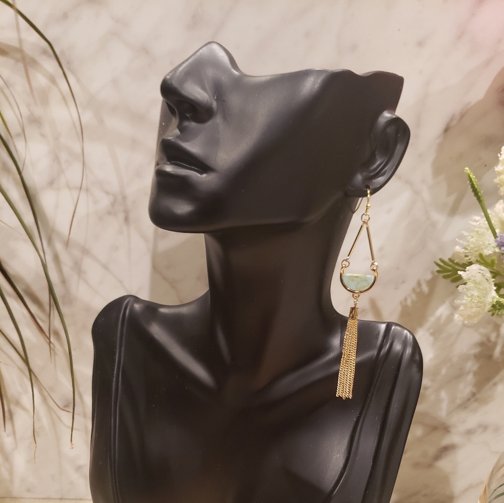 Gold and Green Marble earrings